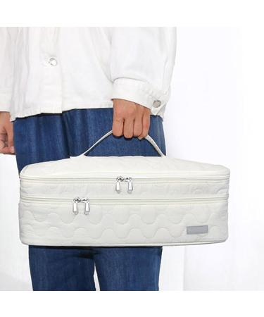 YOXIER Dual Zipper Hair Tool Pouch Travel-friendly Dryer Holder Bag Layer Curling Iron Storage with Closure for Home Beige - Buy Online on GoSupps.com