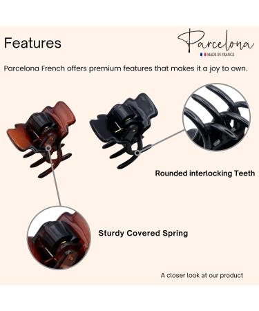 Parcelona French Glossy Square 3/4 Celluloid Hair Claw Set - No Slip Grip, Strong Hold Hair Clips for Women & Girls - Made in France (Black-Tortoise Shell) - Buy Online on GoSupps.com