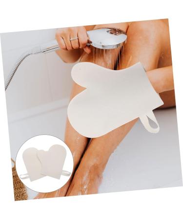 VILLCASE 2pcs Felt Sauna Gloves for Exfoliating Body Scrub - White/Grey - 29X24CM - Buy Online on GoSupps.com