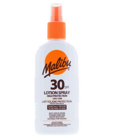 Malibu Sun SPF 30 Lotion Spray High Protection Sun Cream Water Resistant Vitamin Enriched 200ml SPF 30 200 ml (Pack of 1)