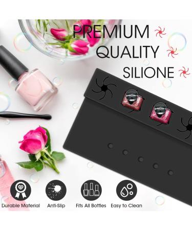 Nail Polish Holder Silicone 2 in 1 Organizer Case Set with Hand Rest Mat - Black - Buy Online on GoSupps.com