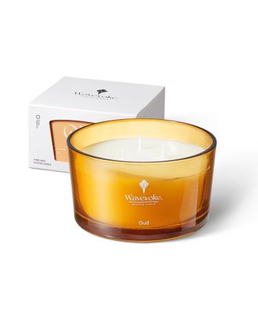 Wavevoke-Classic Woody 3-Wick Oud Vanilla Soy Candle 8 .11oz - Ideal for Spa Bath and Yoga | Jar Set for Home Ambience