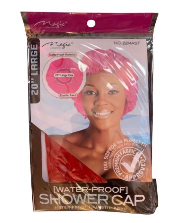 Large Hot Pink Magic Waterproof Shower Cap with Elastic Band - Perfect for Bathing and Hair Care - Buy Online on GoSupps.com