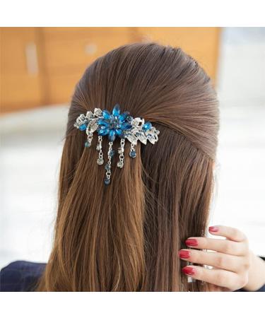 Hairpin Crystal Hair Clip Vintage Rhinestone Hair Clips Bridal Crystal Hair Barrettes Rhinestone Barrette Vintage Rhinestones Hair Clip Vintage Hair Clips Large Headgear Alloy Miss Inkblue colour - Buy Online on GoSupps.com