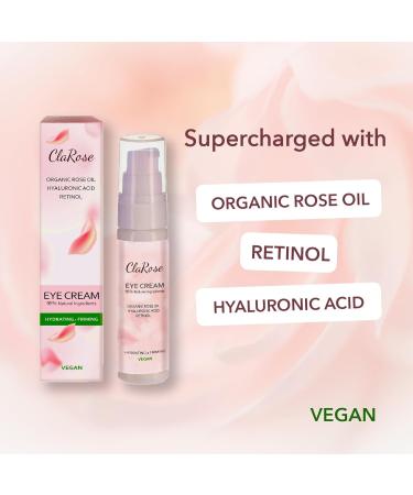 ClaRose Hyaluronic Acid Anti-Aging Eye Cream - 100% Natural Rose Oil | 30ml - Shop Now for Youthful Skin - Buy Online on GoSupps.com