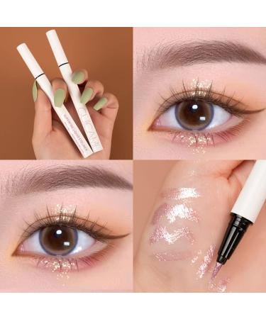 Long-Lasting Liquid Glitter Eyeliner Pen | Waterproof Diamond Eyeshadow Liner | Matte Pink & Champagne Gold Highlighter - Buy Online on GoSupps.com