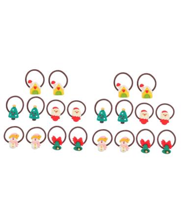 FOMIYES 10 Pairs Hair Rope Ponytail Hair Rings Christmas Plush Hair Ties Santa Hair Holder Festival Ponytail Holder Christmas Elastic Hair Ties Xmas Hair Ring Bracket Girl Bow Tie Plastic