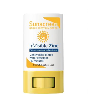 VedoAID Invisible Zinc Sunscreen Stick SPF 50 Broad Spectrum Water Resistant Hydrating with Vitamin E Zinc Oxide 0.705 oz (1pc (Invisible Zinc))