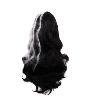 Mapofbeauty 26 Inch Half Black Half White Body Wave Wig - Synthetic Cosplay Hair Fibers - Buy Online on GoSupps.com