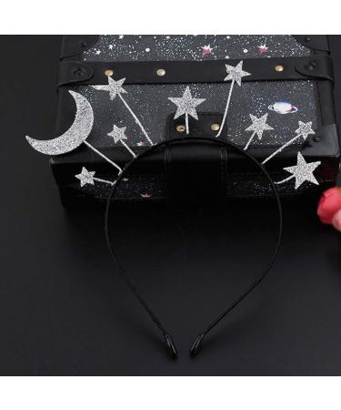 Wanmei Princess Girl Halloween Party Crown Headband - Glitter Powder Moon Star Charms Metal Alloy Birthday Tiara Headdress Gift - Buy Online on GoSupps.com