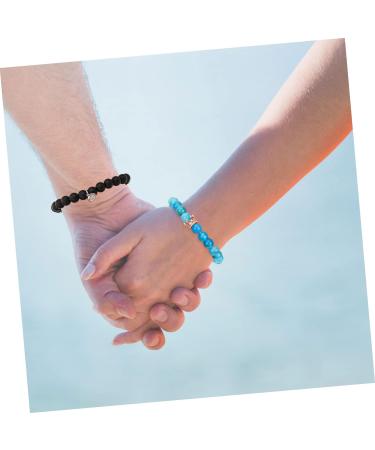 CALLARON 2 Pairs Matching Beaded His and Hers Magnetic for Couples Couple Distance Couples Wristbands Promise Mens Bangle Bracelet Valentine's Day Gift Alloy Wrist Chain Lovers Crown 7x6.5cmx5pcs As Shownx5pcs - Buy Online on GoSupps.com