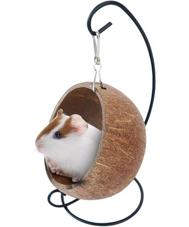 Monozoz Coconut Hamster Hiding Place | Natural Coconut Hammock & Hanging House for Small Animals Habitat Decor - Buy Online on GoSupps.com