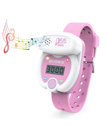 SKYROKU Silicone Kids Potty Training Timer Watch with Flashing Lights and Music Tones, Toddler Toilet Training Aid - Water Resistant (Pink)