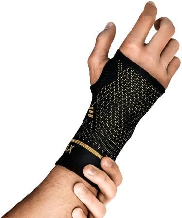 INDEEMAX Copper Wrist Compression Sleeve 1 Pair, Comfortable Hand Brace Support for Arthritis, Tendonitis, Sprains, Workout, Carpal Tunnel - Left & Right - Women and Men S Black