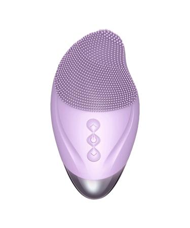 Zibeem Face Brush Cleanser - Soft Silicone Face Scrubber Rechargeable Waterproof Vibrating Simple Skin Care Tools for Deep Cleansing Exfoliation & Enhances Absorption Purple (English)