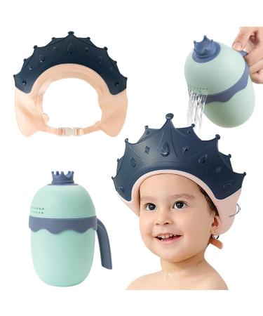 FUNUPUP Baby Shower Cap for Kids Adjustable Toddler Hair Washing Shield with Shampoo Rinse Cup Bathing Cap Baby Shower Visor Shampoo Cap(Crown Blue)