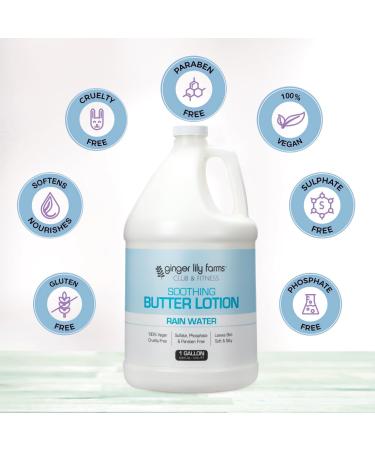 Ginger Lily Farms Soothing Butter Lotion - 100% Vegan Cruelty-Free Rain Water Scent 1 Gallon Refill for Dry Skin - International Shipping Available - Buy Online on GoSupps.com