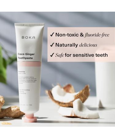 Boka Coco Ginger Natural Toothpaste - Fluoride-Free, Whitening & Sensitivity Relief for Kids & Adults, Nano-Hydroxyapatite, 4oz Made in USA - Buy Online on GoSupps.com