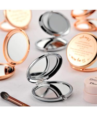 Sister Gifts: Silver Compact Mirror for Bridesmaid, Wedding Day Gift - 2.6 inch Round Folding Handheld Mirror with 1x/2x Magnification - Buy Online on GoSupps.com