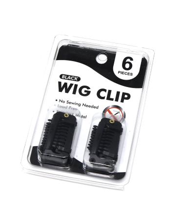 PNK Trend Self Snap On Wig Clip 6PCS (Black)  Made in Korea and No Sewing Needed for Hair Extensions