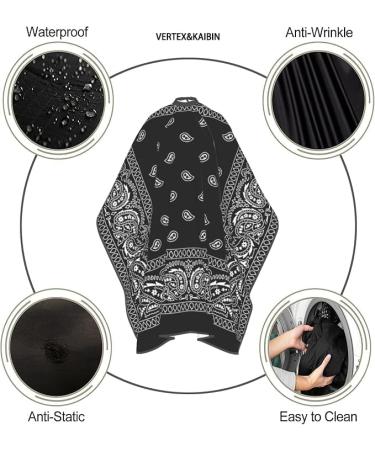 VERTEX&KAIBIN Black Paisley Barber Cape for Men - Professional Cool Design | Premium Barber Supply - Buy Online on GoSupps.com