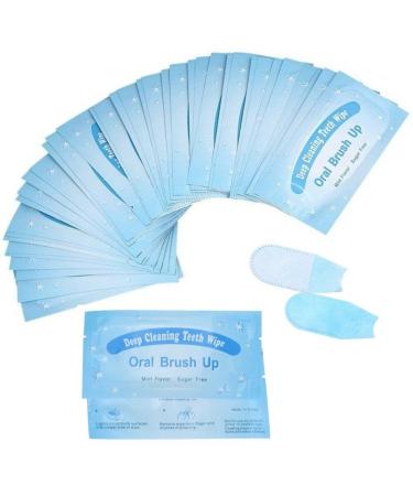 Bemvp 50pcs Teeth Deep Cleaning Wipes Disposable Finger Wipes Oral Hygiene Care Tools Residue Stains Removal Wipe