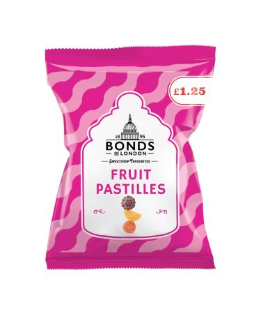 Bonds Fruit Pastilles | Sugar Coated Fruit Flavour Gums | Chewy Treats | No Artificial colour | 130g | (Pack of 12)