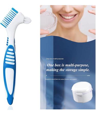 Dental Prosthesis Box with Sieve | Denture Case Set for Storage & Cleaning | White Dental Box with Cleaner Brushes - Buy Online on GoSupps.com