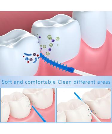 200 Interdental Brushes - Silicone Dental Brushes with Box | Portable Dual-House Floss Sticks for Effective Tooth Cleaning - Green Orange Blue - Buy Online on GoSupps.com