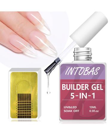 Intobas 5-in-1 builder gel for nails Clear gel nail polish UV set with nail shapes 100 pieces assembly gel for nails UV/LED nail builder gel for nail extensions extensions nail art sticker Clear1