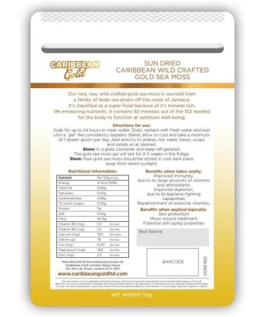 Caribbean Gold Sun Dried Wild Crafted Gold Sea Moss 50g and 100g (100g) - Buy Online on GoSupps.com