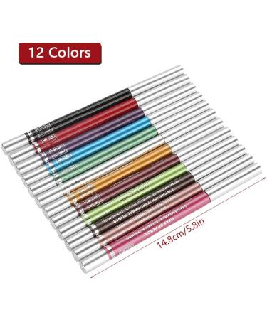 Natudeco 12 Colors Eyeliner Pencil Eye Shadow Pencil Waterproof Long Lasting Gel Eyeliner Eye Makeup with Ultra-Fine Tip - Buy Online on GoSupps.com