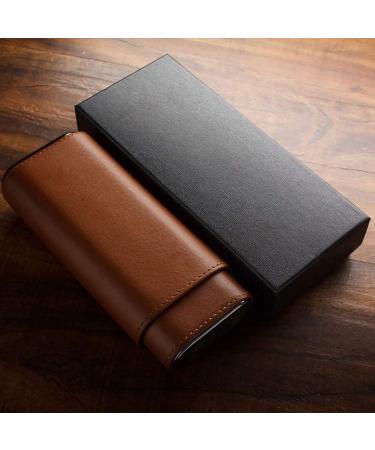 Cigar Case Cigar Humidor with Cedar Wood Lining Travel Portable Leather Cigar Humidor Waterproof Holds 3 Cigars Brown - Buy Online on GoSupps.com