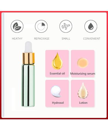 Tianzd 6 Pack 10ml Chrome Green Drip Bottles with Glass Pipette - Perfect for Essential Oils & Perfume Oils - Buy Online on GoSupps.com
