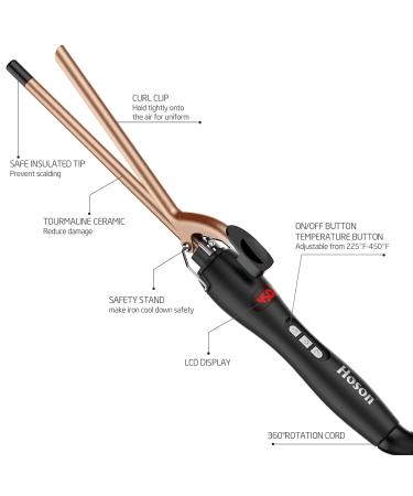 9mm Thin Ceramic Curling Iron with LCD Display - 3/8 Inch Small Barrel Curling Wand for Long & Short Hair - 9 Heat Settings & Heat-Resistant Glove Included (Golden) - Buy Online on GoSupps.com