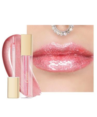 Oulac lip gloss shiny - liquid lipstick 3D gloss finish moisture lip gloss transparent glitter with rosendamascena flower extract lip care for dry lips 4.5ml cool pink (C06) - Buy Online on GoSupps.com