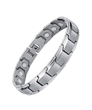 Jeracol Titanium Steel Magnetic Bracelets for Men Magnetic Wristband with Ultra Strength Magnets Wristband Length Adjustable Magnetic Brazaletes with Free Links Removal Tool & Gift Box A-silver - Buy Online on GoSupps.com