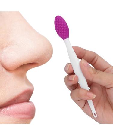 Silicone Nose & Lip Cleansing Brush Set - Double Sided Facial Brush for Blackhead Removal and Exfoliation - Lip Scrub Exfoliator & Moisturizer - Purple - Buy Online on GoSupps.com
