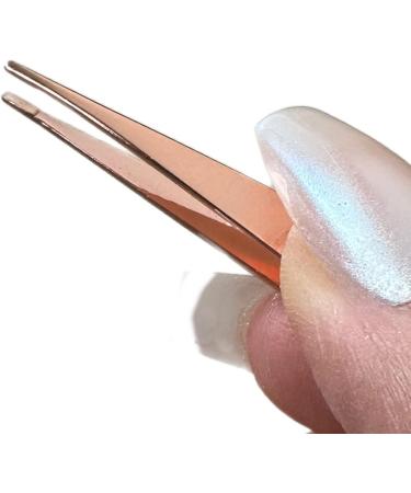 2pc Compact Tweezers Set - Slanted & Pointed Tips - Stainless Steel Rose Gold - Multipurpose Tool for Eyebrows, Facial Hair, Splinters, and Ingrown Hairs - Buy Online on GoSupps.com