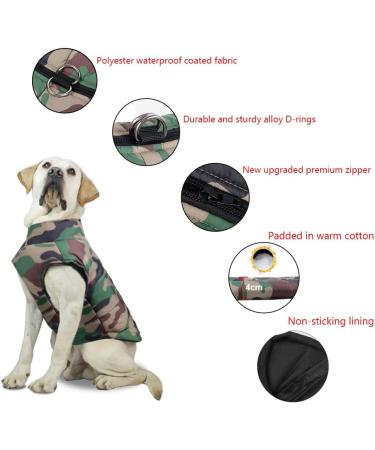 Femax Waterproof Dog Coat - Warm Jacket for Small Medium & Large Dogs - Camouflage Winter Vest for Cold Weather - Buy Online on GoSupps.com