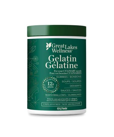Great Lakes Wellness Beef Gelatin Powder for Culinary Needs - Perfect for Gummies Marshmallows Desserts and more - Unflavored - Grass-Fed Kosher Keto Non-GMO - 16oz (454g)