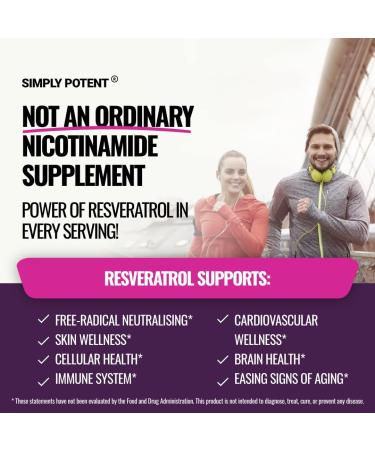 Nicotinamide 500mg with Resveratrol 100mg - 120 Veggie Capsules - Vitamin B3 Supplement Pills to Support NAD Skin Cell Health & Energy - Buy Online on GoSupps.com