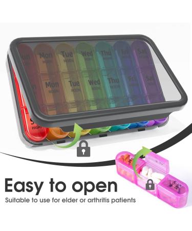 Zoolion Weekly Pill Box - 7 Day 3 Times Daily Portable Travel Organiser - Black Rainbow - Buy Online on GoSupps.com
