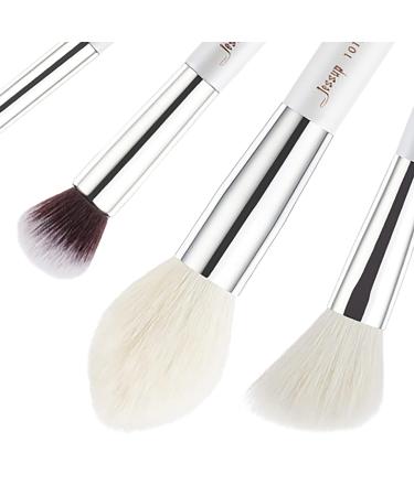 Buy Jessup 10-Piece Professional Makeup Brush Set - Pink & White/Silver | Essential Beauty Tools for Flawless Makeup Application - International Shipping Available - Buy Online on GoSupps.com