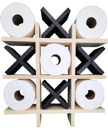 Tic Tac Toe Toilet Paper Holder - Natural with Black X's - Buy Online on GoSupps.com