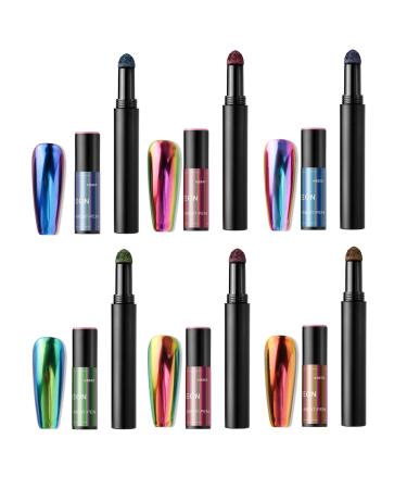 Roseflower 6 sticks air cushion chrome powder pencil - nail chrome powder - holographic nail powder decoration shiny metallic mirror effect - durable DIY nail art manicure tool#3 - Buy Online on GoSupps.com