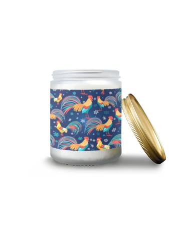 Lavender Candles for Home Scented Aromatherapy Jar Candles 7 oz Long Lasting Candles Scented Candles Gift Set for Women Perfect for Birthday Gifts Colorful Pattern with Roosters