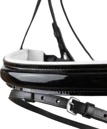 HORZE Grayson Classic Leather Ergonomic Snaffle Dressage Bridle - Black/White Horse - Buy Online on GoSupps.com