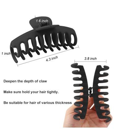 WHAVEL 6PCS Matte Plastic Large Black Hair Claw Clips - Non-slip Ponytail Holder for Thick Hair - Hair Clip Clamps Teeth for Women and Girls - Buy Online on GoSupps.com