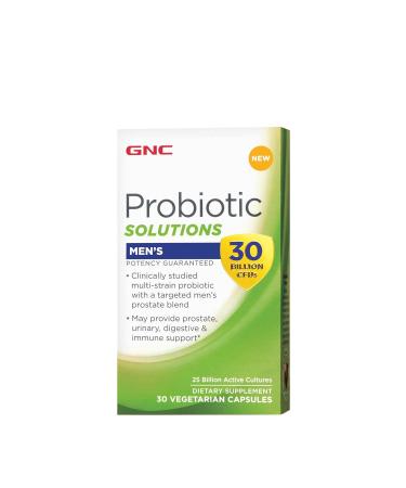 GNC Probiotic Solutions Men s Supplement Provides Prostate Urinary Digestive and Immune Support 30 Billion CFUs 30 Vegetarian Capsules 30 Servings